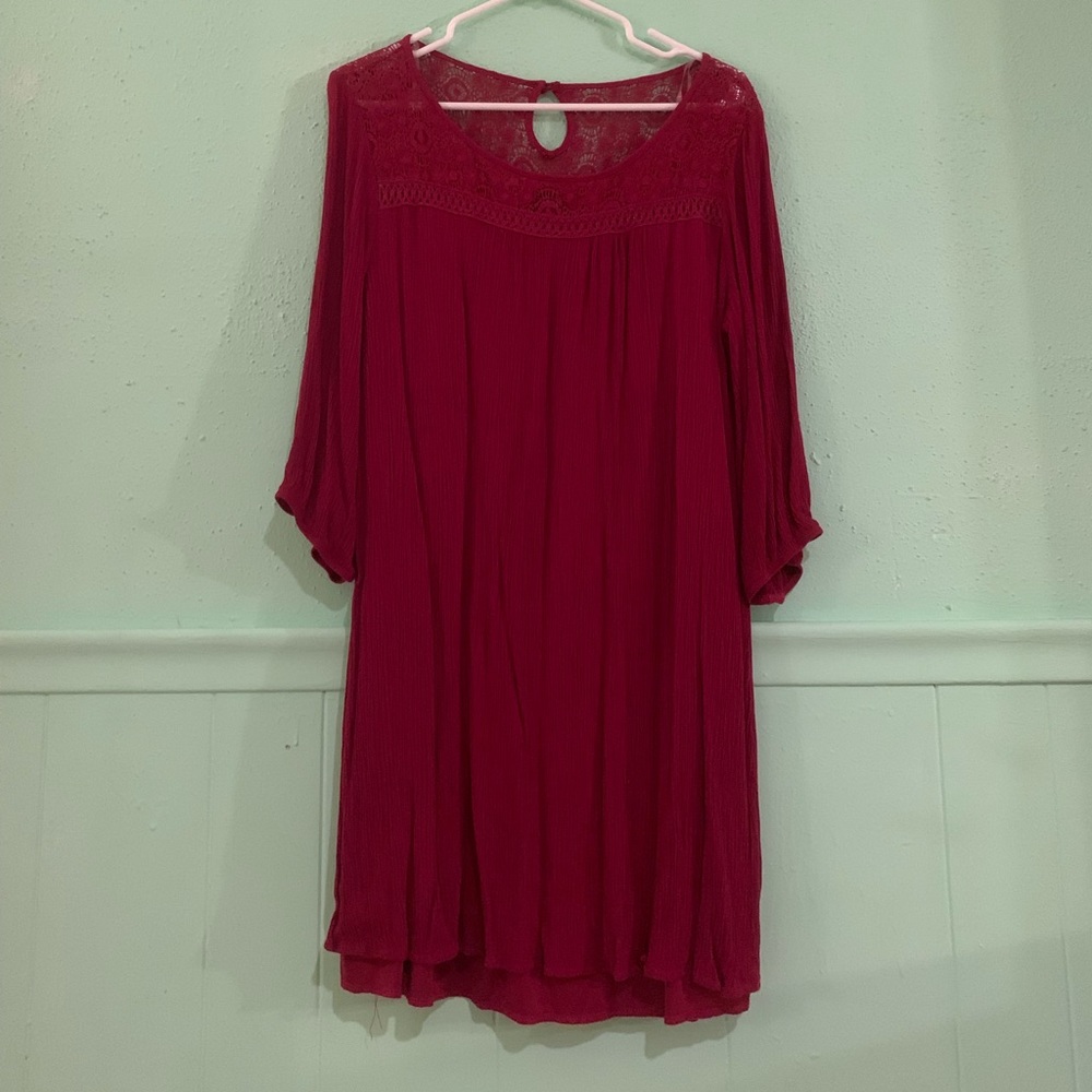 A gorgeous burgundy winter dress